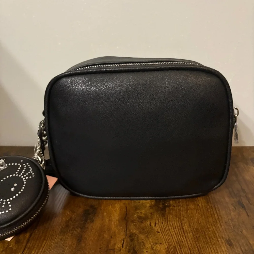 NWT Juicy Couture Rhinestone‎ Spiderweb Crossbody Bag Black w/ Coin Purse